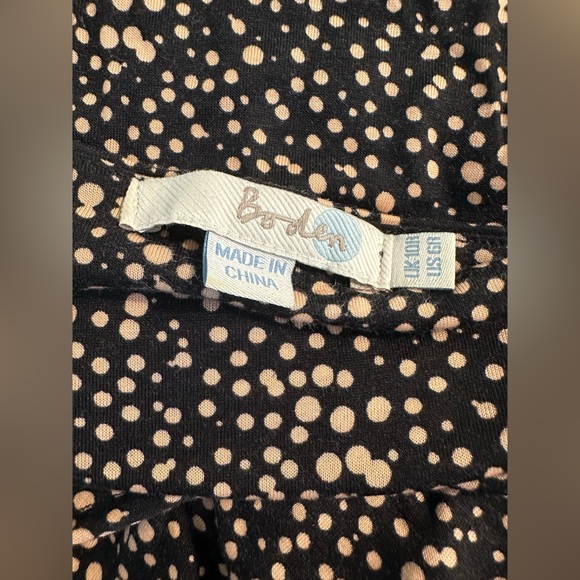 BODEN Rita Ruched Dress Polka Dot Speckled Jersey Knit Black Pink WH985 VNeck - Picture 8 of 11